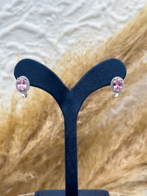 Livora Jewelry 925 Ayar Gümüş Pembe Kuvars Taşlı Günlük Kullanım Kadın Küpe – Zarif ve Şık Tasarım