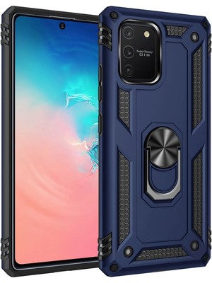 Sh Ticaret Newface Galaxy A91 / S10 Lite Kılıf Sofya Yüzüklü Silikon Kapak - Lacivert