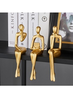 Hype Store Sume Iskandinav Tarz Dekoratif 3 Adet Soyut Düşünen Heykel Biblo Ev Dekorasyon Raf Dekoru Oturma Oda