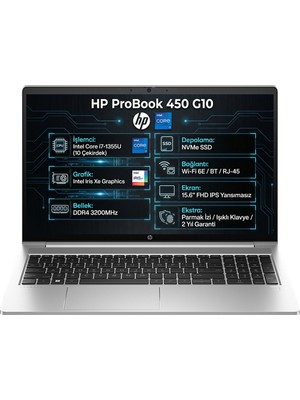 Hp Probook 450 G10 Intel Core I7-1355U 48GB 1tb SSD 15.6" Fhd Windows 11 Pro Laptop, Notebook B2PG9ES 028