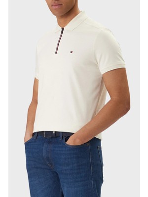 Tommy Hilfiger % 100 Pamuk Regular Fit Yarım Fermuarlı Polo Yaka T Shirt Erkek Polo Yaka T Shirt MW0MW41613 Z00