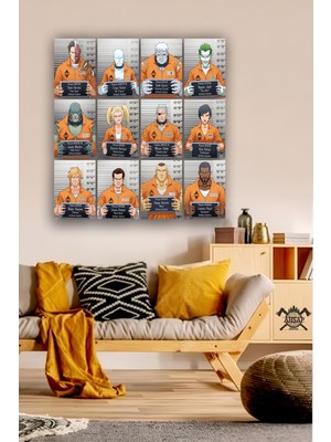 Pi Dekorasyon 12 Parça Dc Comic Kahramanları Görsel Çerçeve Görünümlü Mdf Tablo Duvar Süsü Hediyelik Eşya