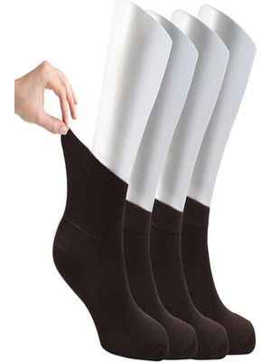 Ozzy Socks Kadın 4 Çift Bambu Lastiksiz Sıkmayan Diabetik Bilek Çorap