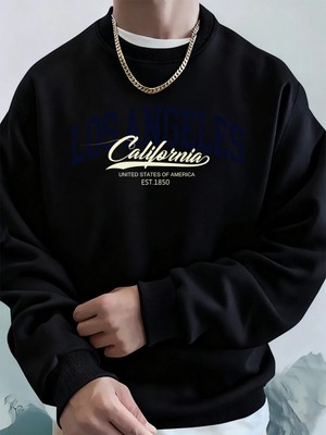 Los Angeles Kaliforniya Baskılı Erkek Kazak Kış Polar Sıcak Kapüşonlular Kore Gevşek Bisiklet