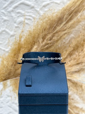 Livora Jewelry 925 Ayar Gümüş Yarım Su Yolu Kelebek Detaylı Bayan Bileklik – Zarif ve Şık Tasarım