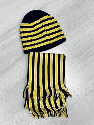 İlkyaz Fashion Ieg™ Taraftar Atkı Bere Sarı Lacivert