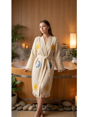 Varol Organik %100 Pamuk Kimono Yaka Sabahlık Bornoz - Solyra