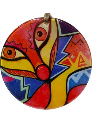 Mixperi Renkli Sanatsal Cam Duvar Süsü - 16 cm Modern Tilki Figürlü Cam Askı