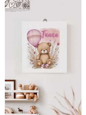 Lilabio Isme Özel Çocuk Odası Kanvas Tablo Ayıcık (17X21 Cm)