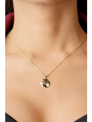 Fiyonk Kuyumculuk 14 Ayar Altın Ipek Zincir Allah Yazılı Kolye Büyük