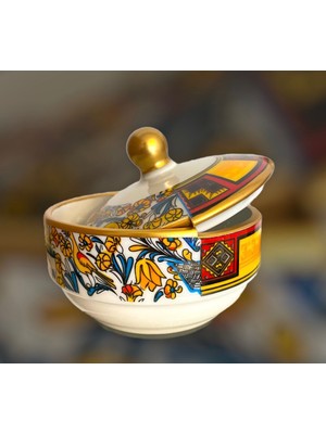 Konyax Canga Kapaklı Porselen Şekerlik