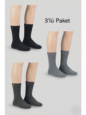 Balkonda Erkek Çorap 3'lü Termal Yalıtımlı Kalın Kışlık Sıcak Tutar - Pola