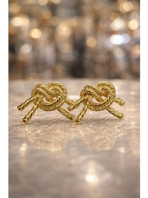 Nora Vıp Düğüm Detaylı Küpe Gold