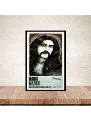 Pi Dekorasyon Barış Manço Tasarımlı 20-30 cm Retro Ahşap Poster