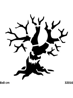 Airbrush Tattoo Cadı Ağaç Hallowen Yapışkanlı Stencil Süsleme ve Boyama Kalıbı