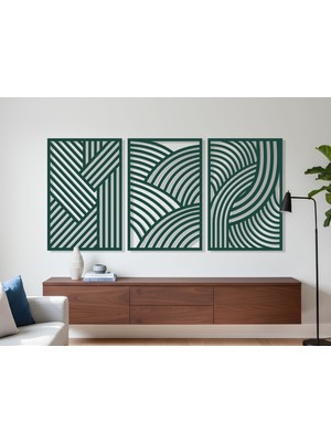 3 Parça Modern Geometrik Ahşap Duvar Tablosu Seti – Dekoratif Mdf Tablo