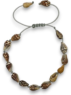 Pozitif Doğal Taş Gerçek Deniz Kabuklarından Bileklik Makrome Ayarlı 326-6