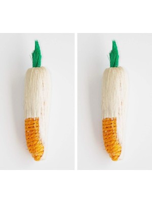 Hype Store 805071 Hasır Havuç Tavşan Oyuncağı, 14 cm 2li Paket