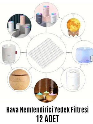 Mucit Home Hava Nemlendirici Difüzör Buhar Makinesi Filtresi 12 Adet Filtre Yedek 10 cm