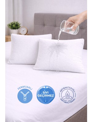 Lila Moon Beyaz Renkli Sıvı Geçirmez Yastık Alezi (2 Adet)