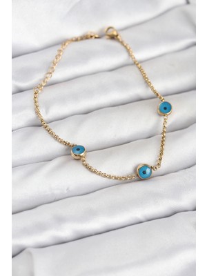 Kaia Life 316L Çelik Gold Renkli Nazar Boncuk Model Kadın Bileklik