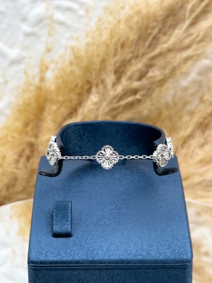 Livora Jewelry 925 Ayar Gümüş Taşsız Mini 5’li Yonca Kadın Bileklik – Zarif Şık Tasarım