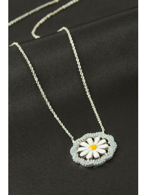 Bijuteri Net Papatya Mineli Zirkon Taşlı Kolye