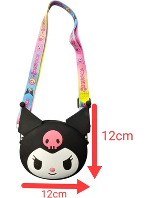 Sanrio Kuromi Kafa Cüzdan Boy Ayarlanabilir Askılı Silikon Çanta