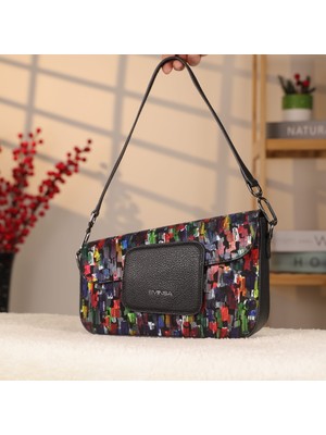 Renkli Deri Çanta , Çift Bölmeli - 40414 , %100 Hakiki Deri , Omuz Askılı , Spor Çanta