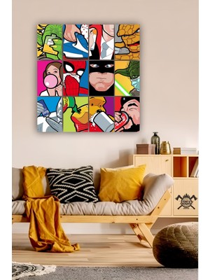 Pi Dekorasyon 12 Parça Pop Art Film Karakterleri Resimleri Çerçeve Görünümlü Mdf Tablo Duvar Süsü Hediyelik