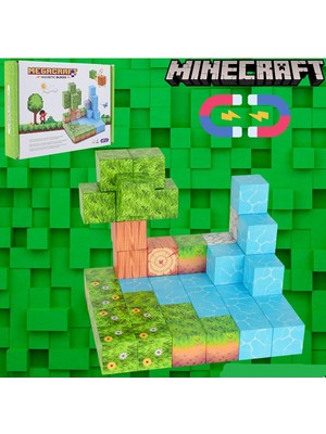 Manyetik Yapı Blokları Minecraft Mıknatıslı 47 Parça Blok Parçalar Minecraft Blok Set