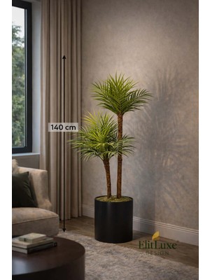 Yapay Çiçek Elitluxe Design 140 cm Yapay Palmiye Ağacı – Saksılı, Iki Gövdeli Dekoratif Bitki