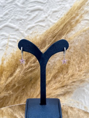 Livora Jewelry 925 Ayar Gümüş Pembe Kuvars Taşlı Lotus Modeli Kadın Küpe