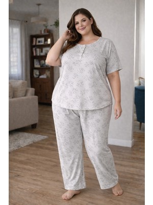 Balis Pijama Battal Pamuklu Rahat Terletmez Şık Büyük Beden Kadın Pijama Takımı