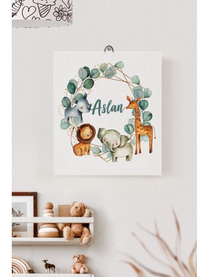 Lilabio Isme Özel Çocuk Odası Kanvas Tablo Safari (17X21 Cm)