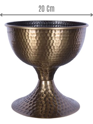 Yapay Çiçek Sitesi Metal Dekoratif Darbeli Vazo 20 cm Bronz
