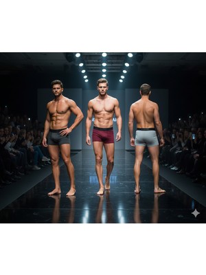 Berrak 4476 Modal Gri-Füme-Bordo Erkek Boxer 3'lü Paket