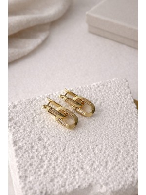 Nora Vıp 14K Zincir Detaylı Küpe Gold