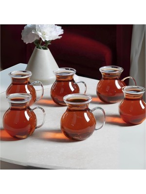 Hype Store 6’lı Borosilikat Cam Çay Bardağı - Geniş Hazneli Isıya Dayanıklı Cam Çay Bardağı Seti