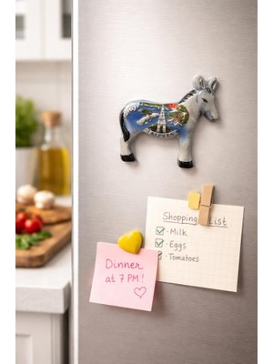 Seramik Eşek Magnet | Dekoratif Buzdolabı Magneti | El Yapımı Hatıra Ürün