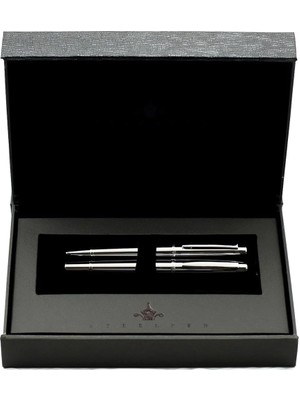 Braventa Collection Steelpen World Serisi 2715 Parlak Krom Dolma Kalem+Tükenmez Kalem Seti