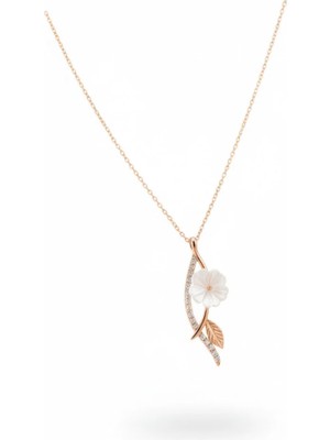BG Jewellery Zarif Çiçek Kolye | Rose Zincirli Kadın Gümüş Kolye