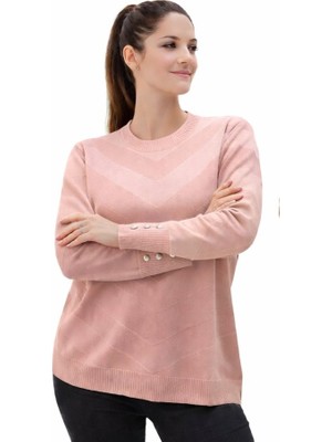 Kadın Zarif Şık Model Zigzag Desenli Standart Merserize Genç Kazak