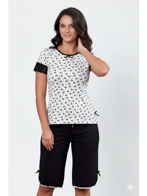 İlkyaz Fashion Ieg™ Şahinler Kolu Dantelli Kapri Takım B454