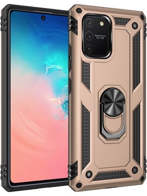Sh Ticaret Newface Galaxy A91 / S10 Lite Kılıf Sofya Yüzüklü Silikon Kapak - Gold