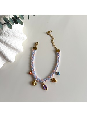 Alice İsstanbul Çelik Charmlı Soft Renkli Örgü Bileklik