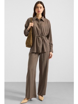 Olcay Belden Büzgülü Salaş Model Gömlek HAKİ 9413