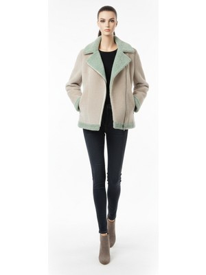 Paolo Framinco PF-057 Kuzu Derisi Bej/açık Yeşil Kürk Deri Ceket