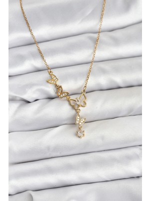 Kaia Life 316L Çelik Zincir Gold Renk Kelebek Model Kadın Kolye