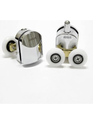 abnturk 2 Adet ( 1 Alt - 1 Üst ) Süper Kromajlı Duşakabin Tekerleği Cam Kabin Tekeri Rulman Çift Tekerli